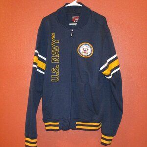United States Navy Men X Large Blue Yellow White Black Full Zip Pockets Jacket